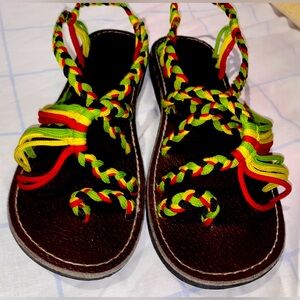 Freeway Braided‎ Rasta Color Sandals Size 8